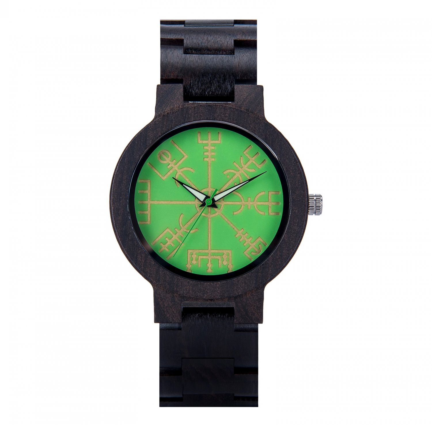 T85-1_Men Watches  Warriors Collection Valknut Handmade Engraved Wooden Watch Custom Logo Dropshippp