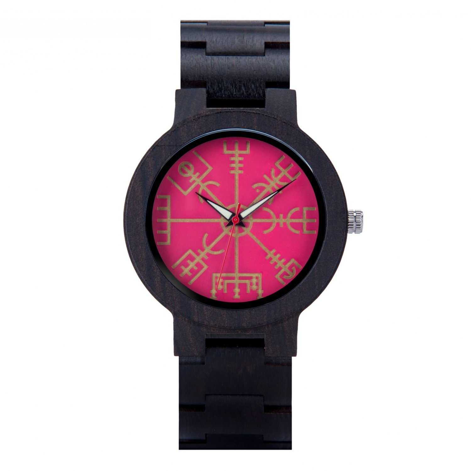 T85-2_Men Watches  Warriors Collection Valknut Handmade Engraved Wooden Watch Custom Logo Dropshippp