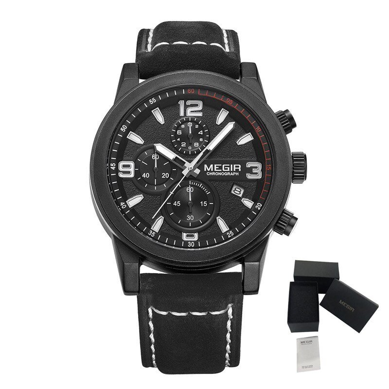 Black_Original Leather Watches for Men Quartz Wristwatch Waterproof Business Casual Male Wrist Watch