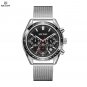 Black Silver_Business Men Watch Stainless Steel Mesh Belt Quartz Watches Luxury Man Wristwatch Calen