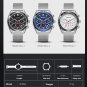 Blue Silver_Business Men Watch Stainless Steel Mesh Belt Quartz Watches Luxury Man Wristwatch Calend