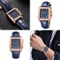 Black Silver_Men Wristwatch Casual Military Watches Rectangle Quartz Chronograph Leather Man Watch