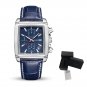 Blue Silver_Men Wristwatch Casual Military Watches Rectangle Quartz Chronograph Leather Man Watch 2