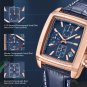 Brown Silver_Men Wristwatch Casual Military Watches Rectangle Quartz Chronograph Leather Man Watch