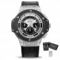 Silver Black_s  Leather Strap Sport Watches Men Casual Quartz WristWatches Waterproof Male Clock  e