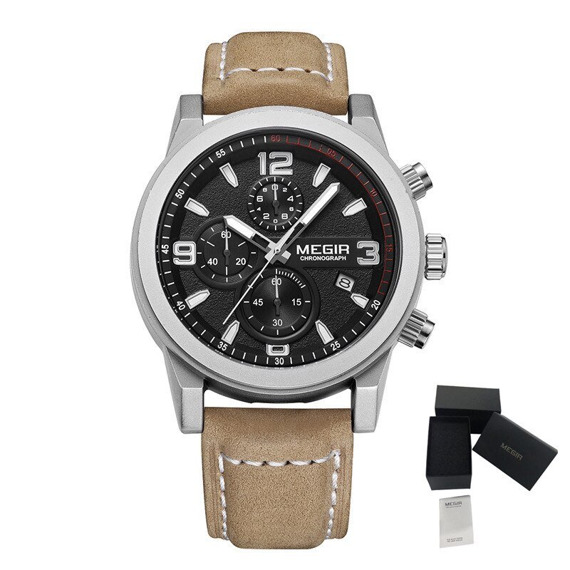 Brown Black_Original Brand Luxury Watch Men's Sport Watches Leather Strap Watch Quartz Wristwatches 