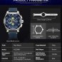 Black Silver_Blue Quartz Men Watches  Leather Strap Chronograph Sport Wrist Watch Men Clock