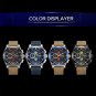 Black Silver_Blue Quartz Men Watches  Leather Strap Chronograph Sport Wrist Watch Men Clock