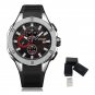 Black Silver_Men's Sport Watches Waterproof Wristwatch Quartz Clock Male Casual Chronograph Silicone