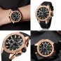Black Silver_Men's Sport Watches Waterproof Wristwatch Quartz Clock Male Casual Chronograph Silicone