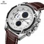 Black_Men's Watch Brand Luxury Casual Watch Quartz Chronograph Leather Strap Waterproof Wristwatch C