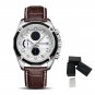 Brown_Men's Watch Brand Luxury Casual Watch Quartz Chronograph Leather Strap Waterproof Wristwatch C