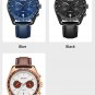 Black Blue_Quartz Watch for Men  Luxury Sport Military Wristwatch Leather Strap Date Casual Clock   