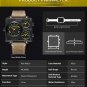 Silver Brown_Mens Watches Square Quartz Casual Sport Wristwatch Leather Waterproof Man Clock Wrist W