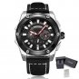 Silver Black_Men's Watches  Luxury Casual Sports Wrist Watch Leather Strap Quartz Male Clock Chronog