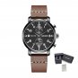 Black Brown_Stainless Steel Men's Business Watches Luxury Quartz Sports Casual Watches Leather Wrist