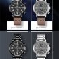 Silver Brown_Stainless Steel Men's Business Watches Luxury Quartz Sports Casual Watches Leather Wris