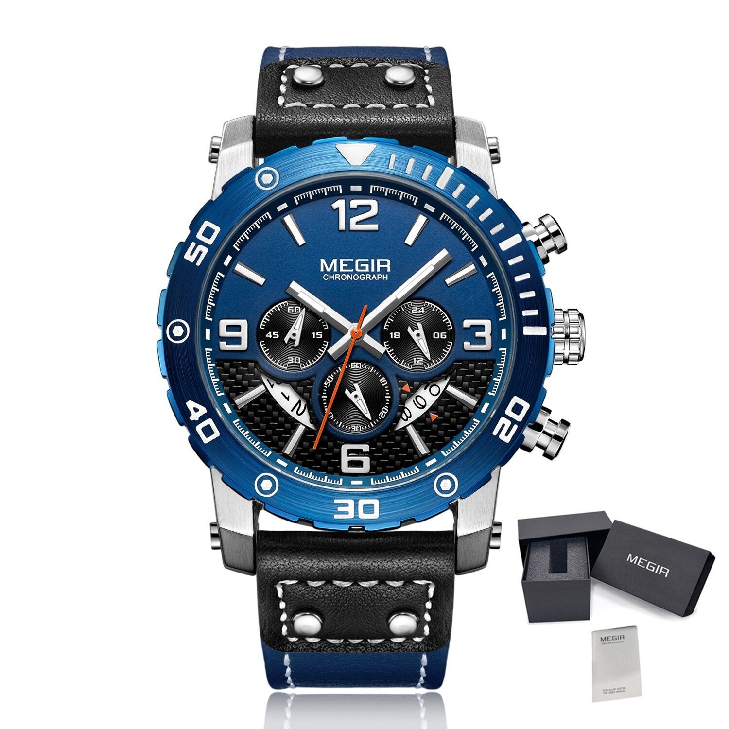 Blue Silver Black_Men's Casual Watch  Luxury Business Wrist Watch Leather Luminous Sports Military W