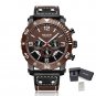 Brown Black_Men's Casual Watch  Luxury Business Wrist Watch Leather Luminous Sports Military Watches