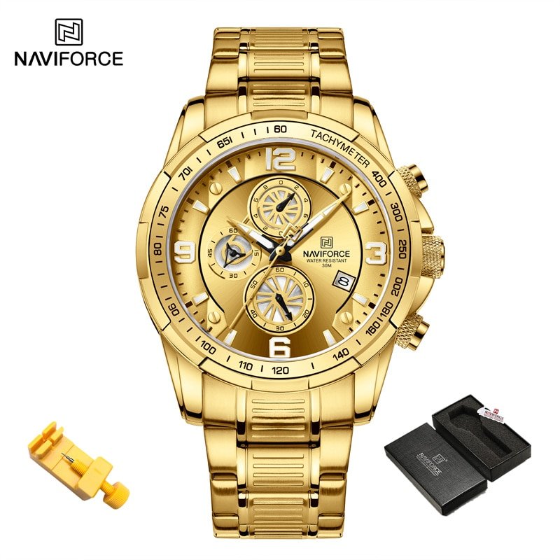 GG-BOX_Gold Men Watches Multifunction Luminou Quartz Male Watch Temperament Men Luxury    Pilot Watc