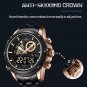 BBE-BOX_Men Quartz Digital Watch Stainless Steel Strap Waterproof Wristwatches Alarm Dual Display Cl