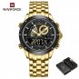 GB-BOX_Men Quartz Digital Watch Stainless Steel Strap Waterproof Wristwatches Alarm Dual Display Clo