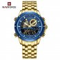 GBE_Men Quartz Digital Watch Stainless Steel Strap Waterproof Wristwatches Alarm Dual Display Clock 