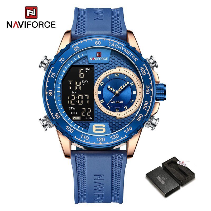 RGBEBE-BOX_2023 Unique Men's LCD Display Watch Luxury Luminous Silicone Strap Waterproof Wristwatche