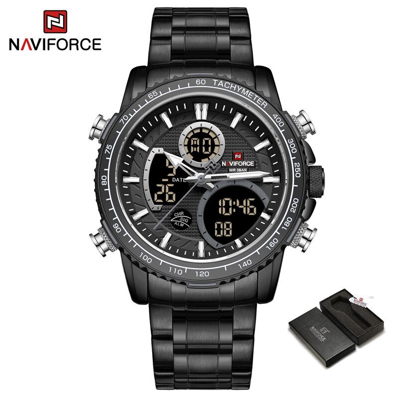 BB-BOX_NAVIFROCE Stainless Steel Men Wristwatches Luminous Dial Sport Man Watch Automatic Date Water