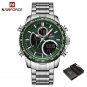 SGN-BOX_NAVIFROCE Stainless Steel Men Wristwatches Luminous Dial Sport Man Watch Automatic Date Wate