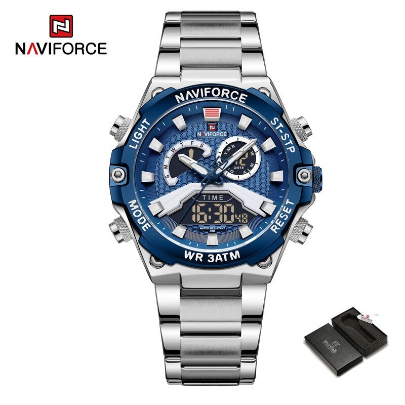SBEBE-BOX_Luxury Watch For Men Dual Display Digital Casual Sport Chronograph Clock Quartz Wristwatch
