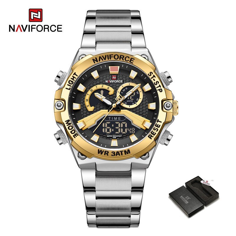 SGB-BOX_Luxury Watch For Men Dual Display Digital Casual Sport Chronograph Clock Quartz Wristwatch M