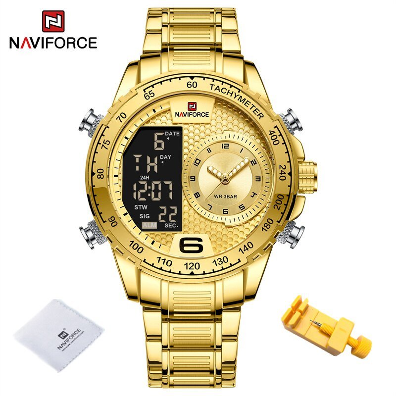 GG_2022 Unique Men's LCD Display Wristwatches Luxury Luminous Waterproof Steel Japanese Movement Wat