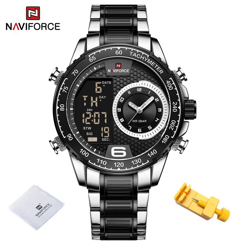 SB_2022 Unique Men's LCD Display Wristwatches Luxury Luminous Waterproof Steel Japanese Movement Wat