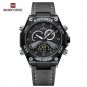 BGYGY_Men Watches Casual Dual Display Sport Leather Band Quartz Waterproof Wristwatch  s  Male