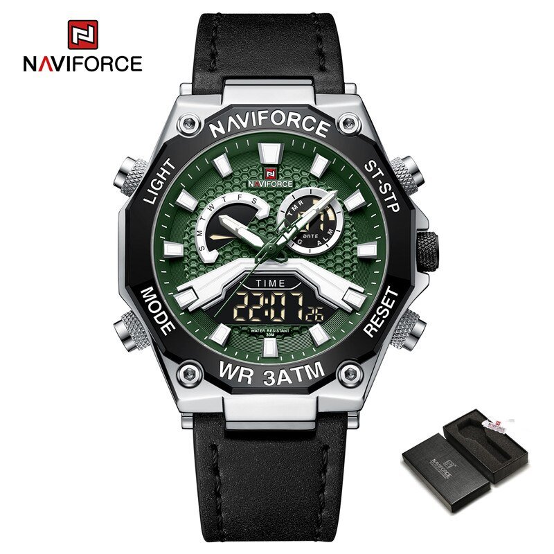 SGNB-BOX_Men Watches Casual Dual Display Sport Leather Band Quartz Waterproof Wristwatch  s  Male
