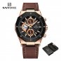 RGBDBN-BOX_Quartz Watches for Men Leather Sports Chronograph Wrist Watch Waterproof Luminous Watches