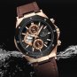 RGBDBN-BOX_Quartz Watches for Men Leather Sports Chronograph Wrist Watch Waterproof Luminous Watches
