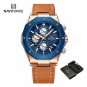 RGBEO-BOX_Quartz Watches for Men Leather Sports Chronograph Wrist Watch Waterproof Luminous Watches