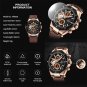 RGBEO-BOX_Quartz Watches for Men Leather Sports Chronograph Wrist Watch Waterproof Luminous Watches