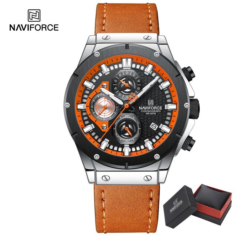 SBO-BOX-T_Watch for Men Waterproof Leather Strap Luxury Quartz Male Wristwatches Luminous    2023 Tr