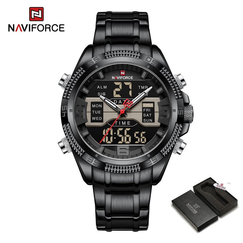 BB-BOX_Brand Men Luxury Watches Stainless Steel Casual Sport LCD Display Analog Digital Quartz Wrist