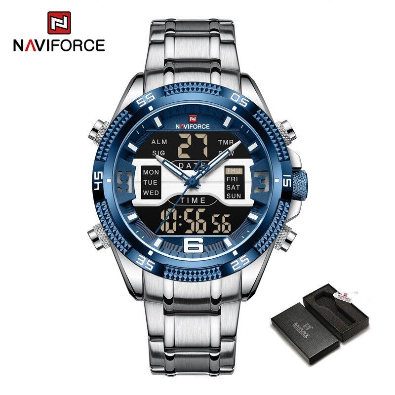 SBE-BOX_Brand Men Luxury Watches Stainless Steel Casual Sport LCD Display Analog Digital Quartz Wris