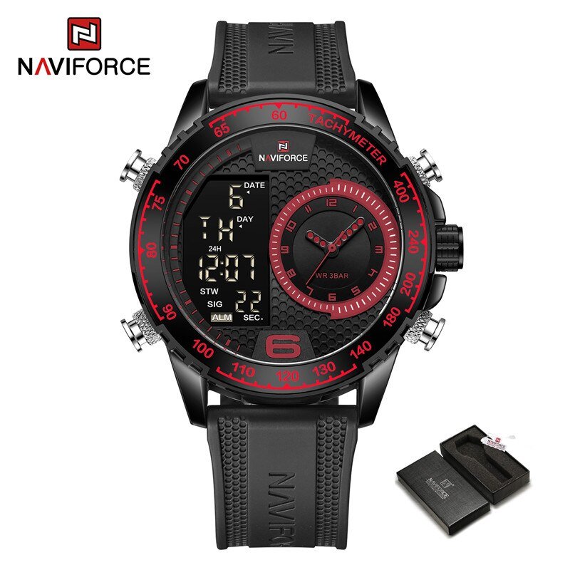 BRB-BOX_Men's Watches Luxury Quartz Chronograph Waterproof Wristwatches 24 Hour LCD Display Luminous