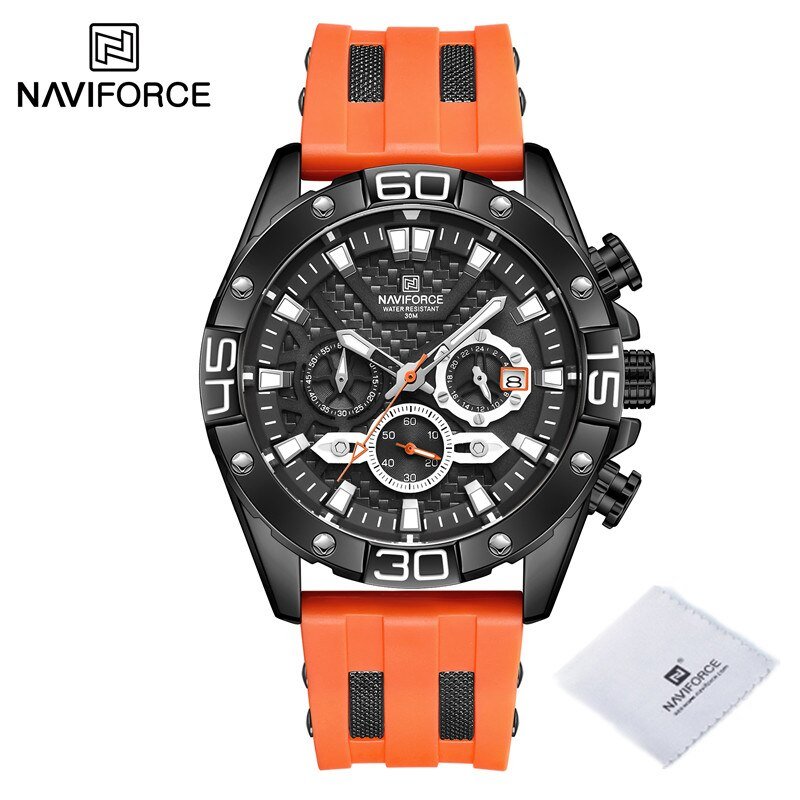 BBO_Men Luxury Chronograph Watch Military Waterproof Quartz Wristwatch Male Sport Silicone Strap Clo
