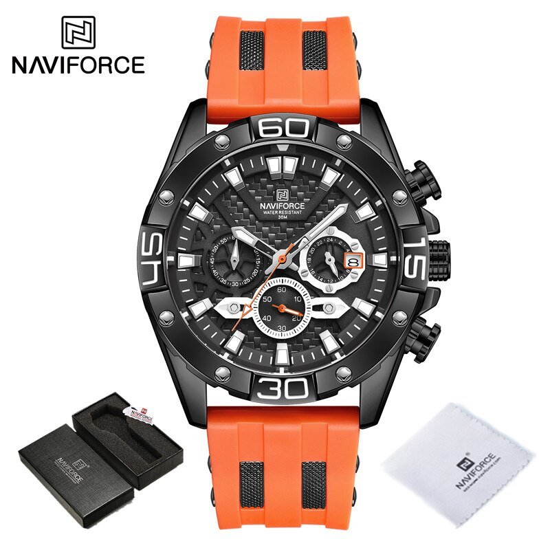 BBO-BOX_Men Luxury Chronograph Watch Military Waterproof Quartz Wristwatch Male Sport Silicone Strap