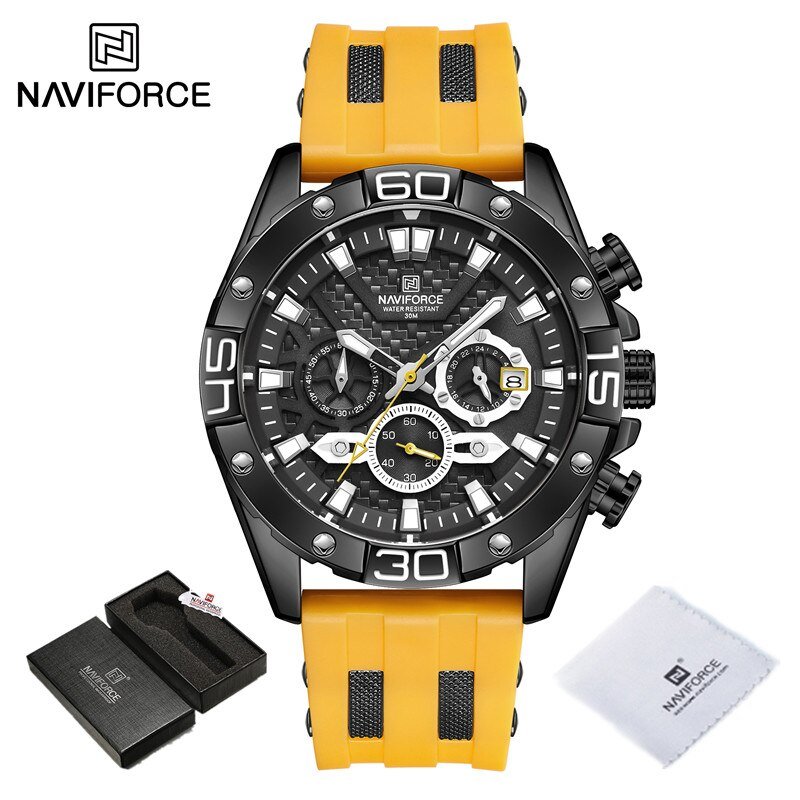 BBY-BOX_Men Luxury Chronograph Watch Military Waterproof Quartz Wristwatch Male Sport Silicone Strap
