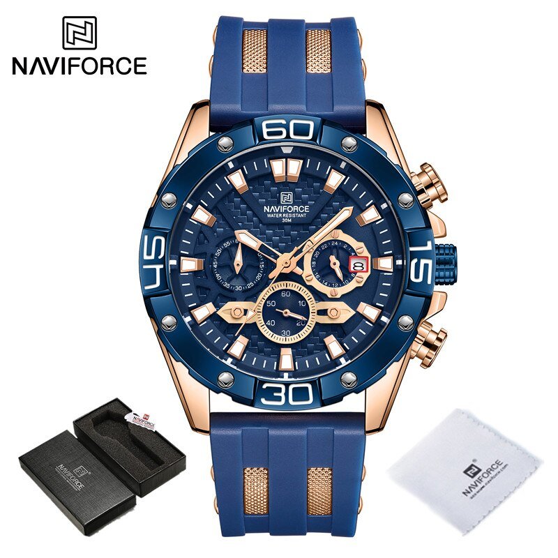 RGBEBE-BOX_Men Luxury Chronograph Watch Military Waterproof Quartz Wristwatch Male Sport Silicone St
