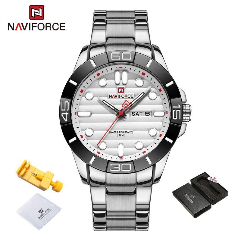 SW BOX_Brand Men's Luxury Stainless Steel Quartz Wrist Watches for Male Luminous Water Resistant Spo