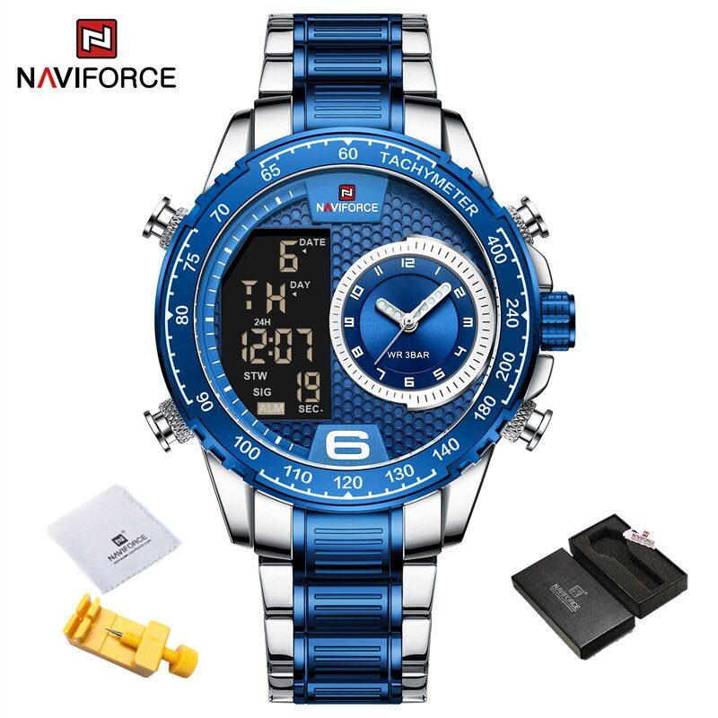 SBE BOX_Men's Watches  Luxury Quartz Watch for Men Chronograph Waterproof 24 Hour LCD Display Lumino